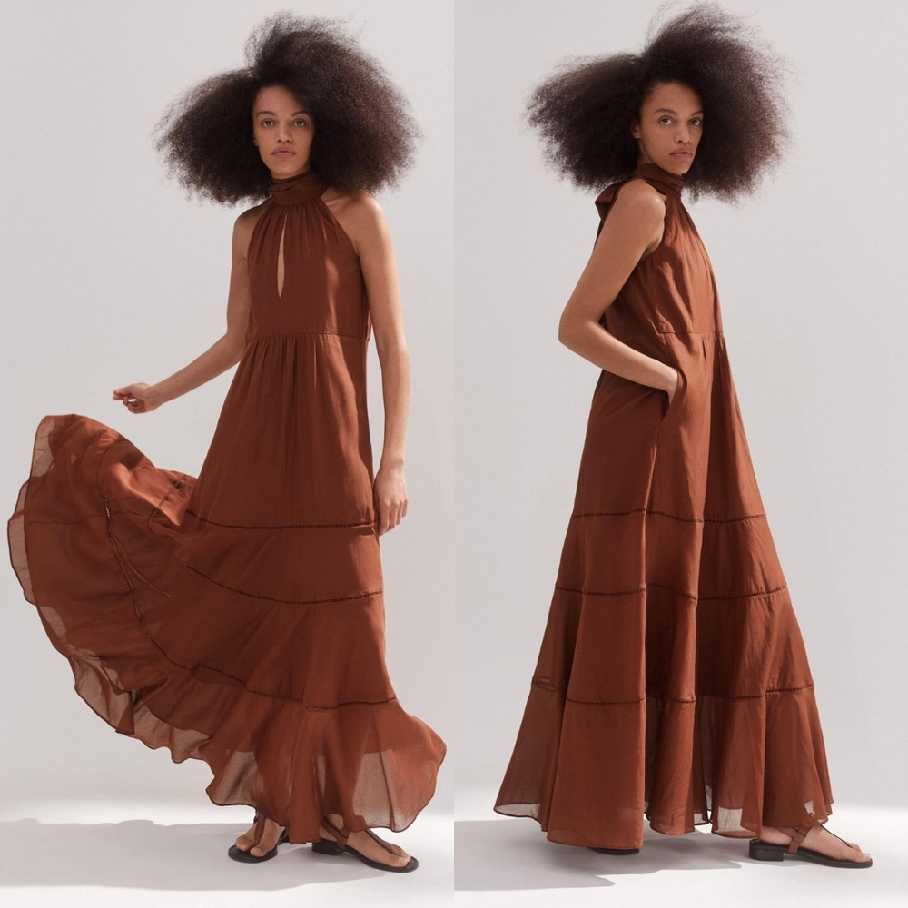 Me + EM Cotton Voile Halterneck Dress
